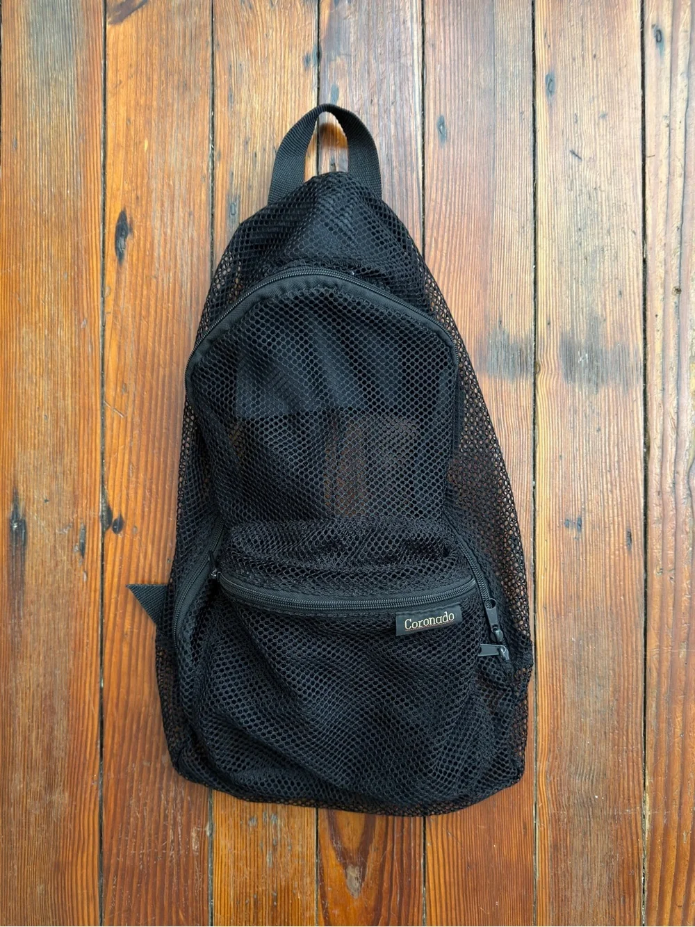 Vintage 00s Coronado black mesh see thru backpack 5x11x17”